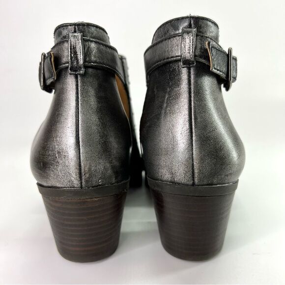 Lucky Brand Barimo Open Toe Studded Leather Booties 7.5 Metallic Grey - Picture 12 of 16